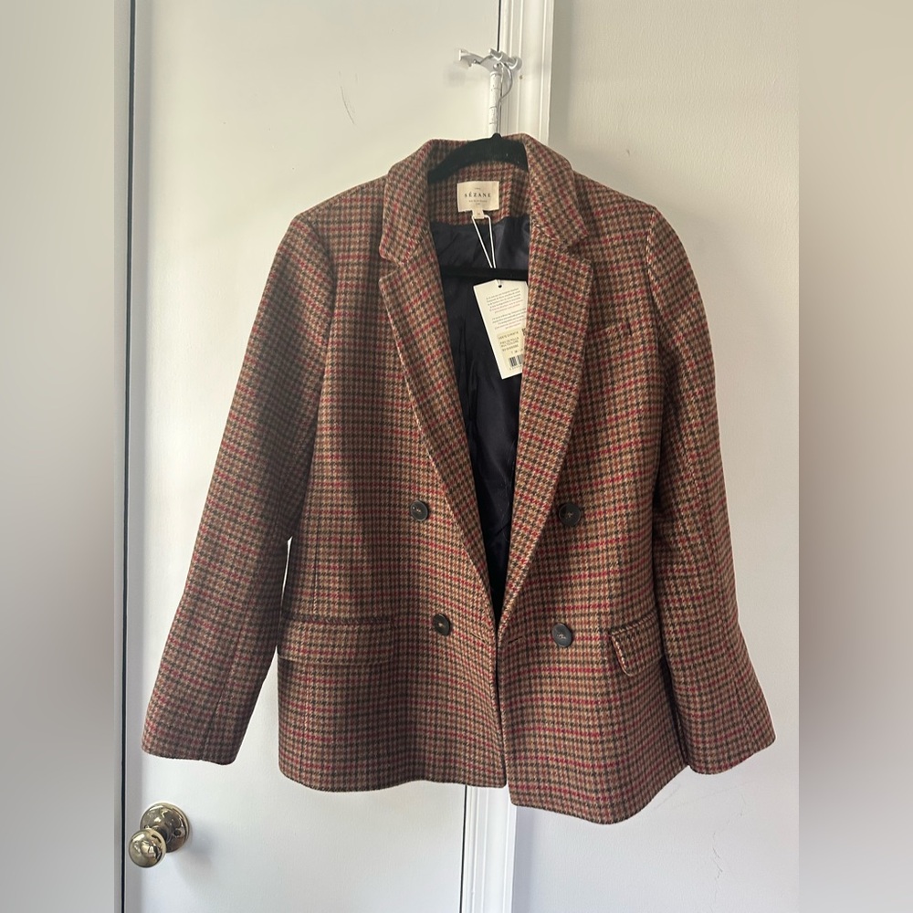 NWT SEZANE CHRISTIE HOUNDSTOOTH JACKET ❤️🤎 SIZE FR38/US6 - Picture 6 of 11